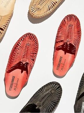 Amuse Society x Matisse Morocco Leather Mule Huarache 9 Artisan Red Boho Mexican